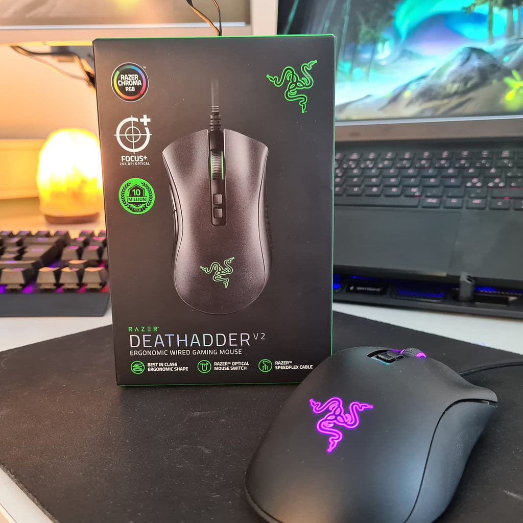 Razer Deathadder V2 mouse and product package
