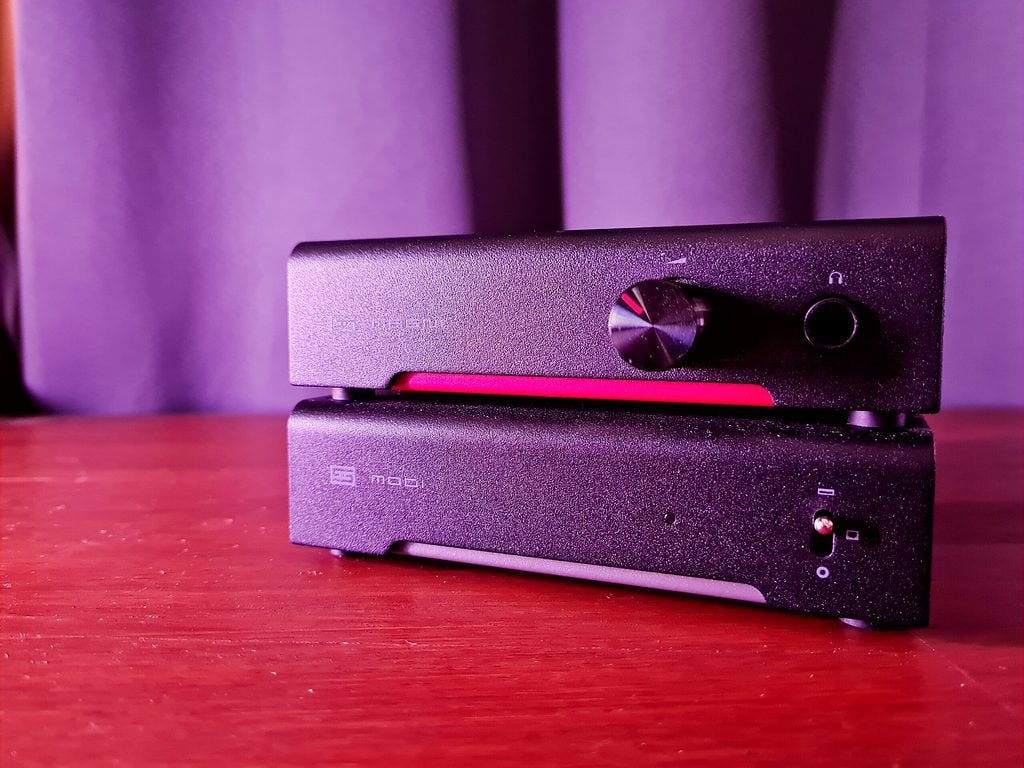 Frontside of the Schiit Mangi 3 AMP and Modi 3 DAC