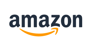 Modern Amazon logo with black text and orange arrow.